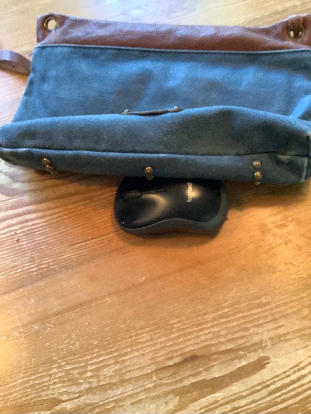Lucky Brand Canvas Indigo Blue "Roadhouse" Studded Clutch Bag - Picture 5 of 7